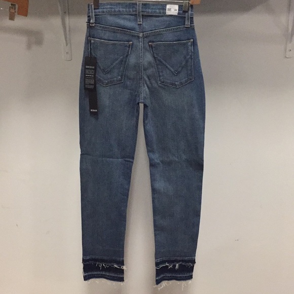 $245 NWT HUDSON STRETCH brand jean High rise ZOEEY FRAY Straight crop summer - Picture 4 of 10